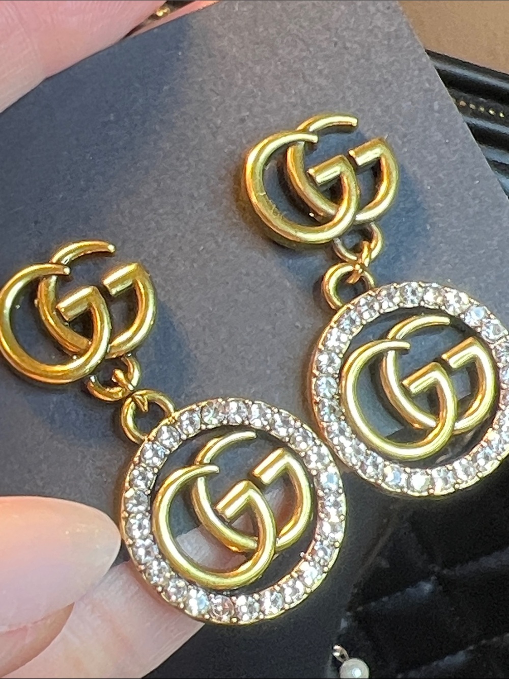 Gold-Tone Crystal G Drop Earrings - Luxury Inspired
